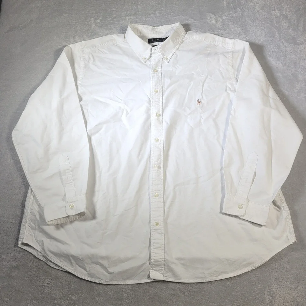 Polo Ralph Lauren Shirt Mens 3XB White Flesh Pony Oxford Cotton Button Down
